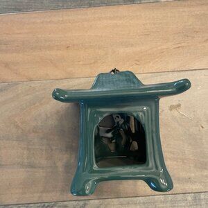 Vintage Ceramic Hanging Green Glazed Pagoda Tealight Candle Décor 5" square